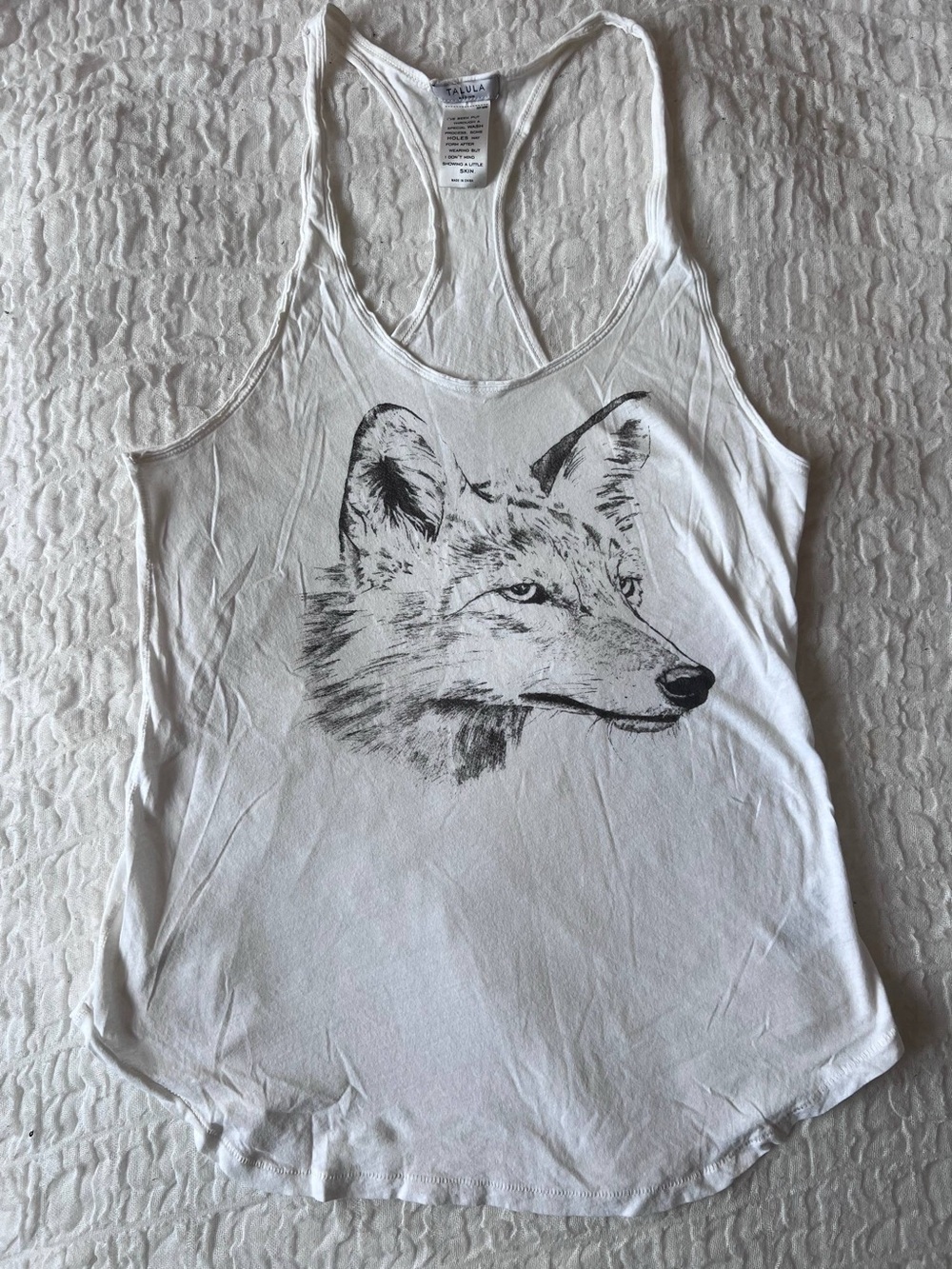 Talulla Fox Graphic Tank Top White Size Medium
